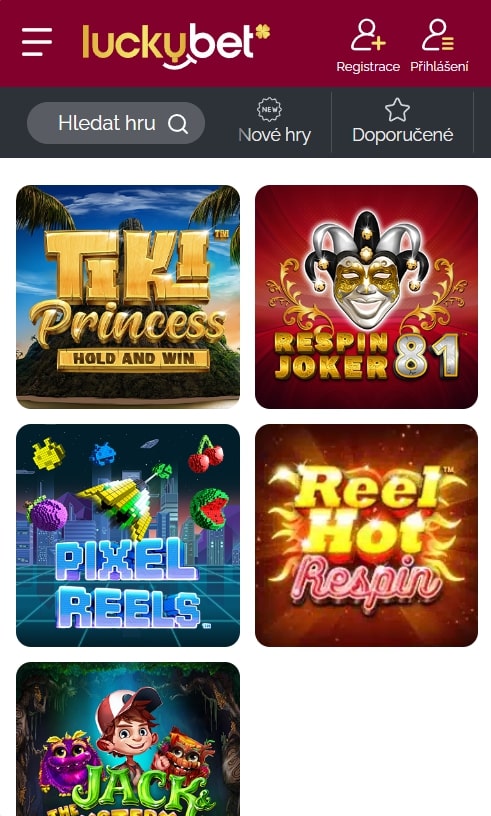 Mobilní webové stránky Luckybet Casino